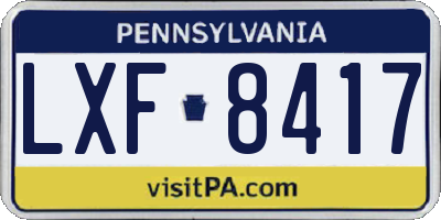 PA license plate LXF8417