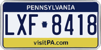 PA license plate LXF8418