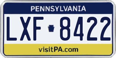 PA license plate LXF8422