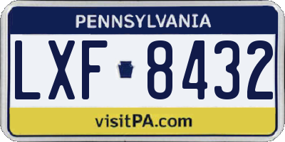 PA license plate LXF8432