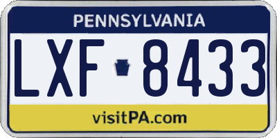 PA license plate LXF8433