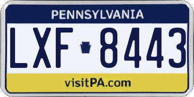 PA license plate LXF8443