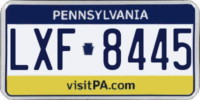 PA license plate LXF8445