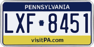 PA license plate LXF8451