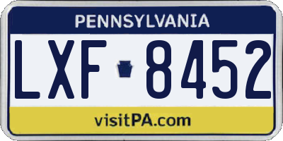 PA license plate LXF8452