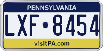 PA license plate LXF8454