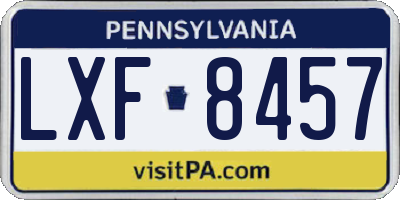 PA license plate LXF8457