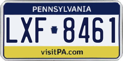 PA license plate LXF8461