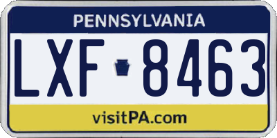 PA license plate LXF8463