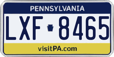 PA license plate LXF8465