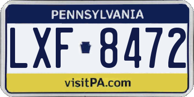 PA license plate LXF8472