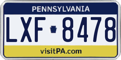PA license plate LXF8478