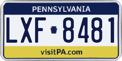 PA license plate LXF8481