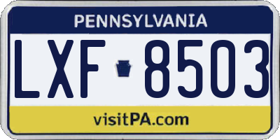 PA license plate LXF8503