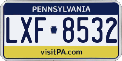 PA license plate LXF8532