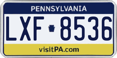 PA license plate LXF8536