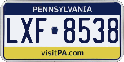 PA license plate LXF8538
