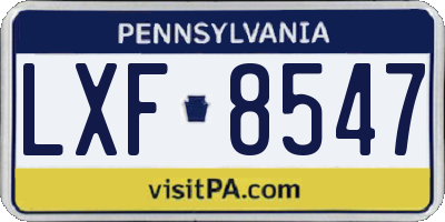 PA license plate LXF8547