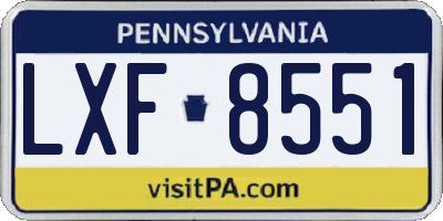 PA license plate LXF8551