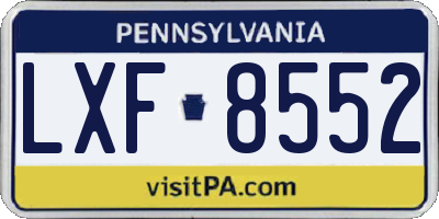 PA license plate LXF8552