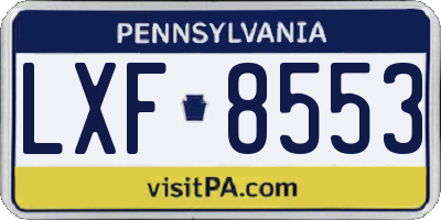 PA license plate LXF8553
