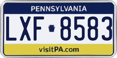 PA license plate LXF8583