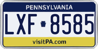 PA license plate LXF8585