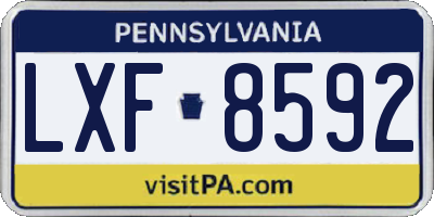 PA license plate LXF8592
