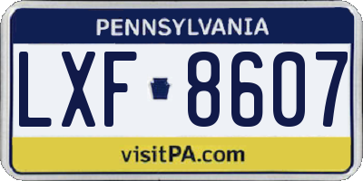 PA license plate LXF8607
