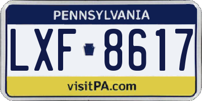 PA license plate LXF8617