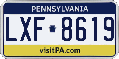 PA license plate LXF8619