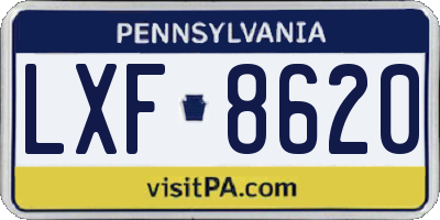 PA license plate LXF8620