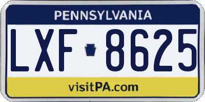 PA license plate LXF8625