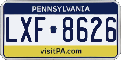PA license plate LXF8626