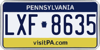 PA license plate LXF8635