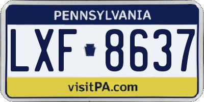 PA license plate LXF8637