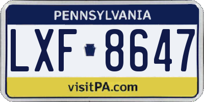 PA license plate LXF8647