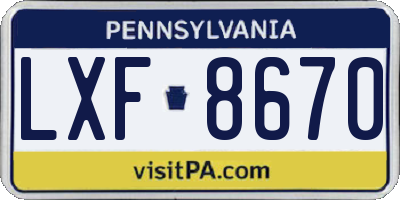 PA license plate LXF8670