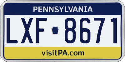 PA license plate LXF8671