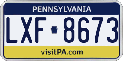 PA license plate LXF8673
