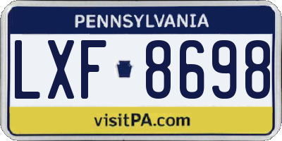 PA license plate LXF8698