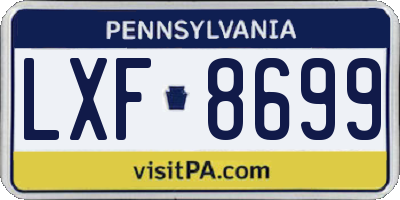PA license plate LXF8699