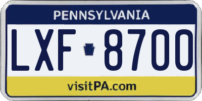 PA license plate LXF8700