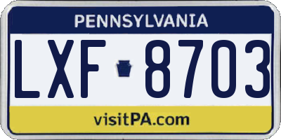 PA license plate LXF8703
