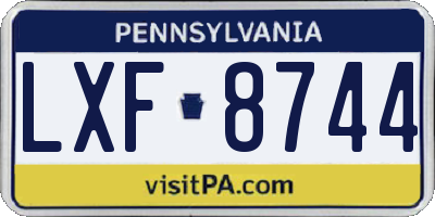 PA license plate LXF8744