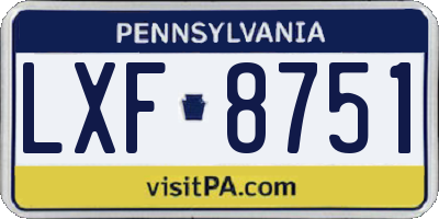 PA license plate LXF8751