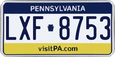 PA license plate LXF8753