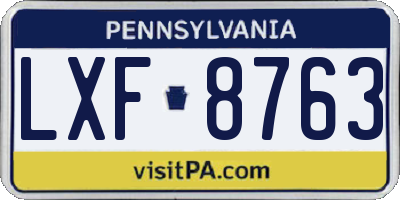 PA license plate LXF8763