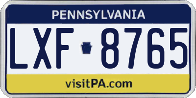 PA license plate LXF8765