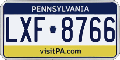PA license plate LXF8766